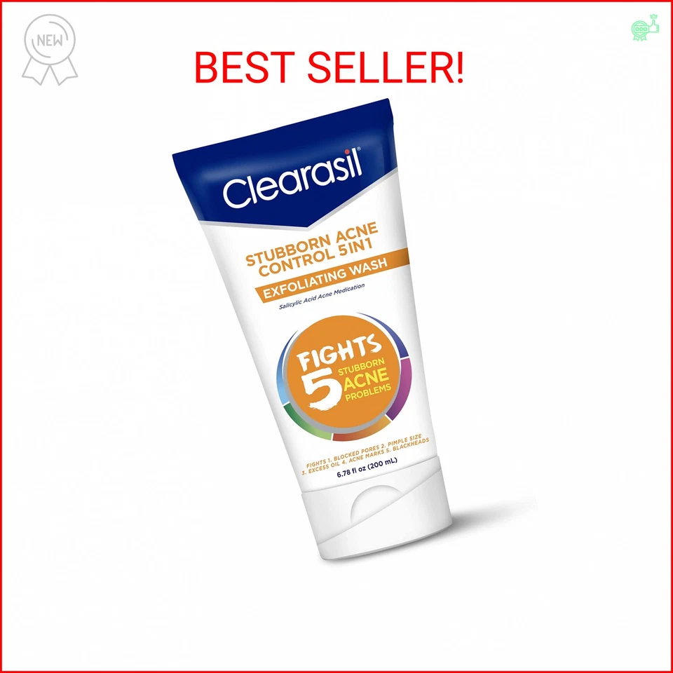 Clearasil Lavado Exfoliante Stubborn Acne Control 5 en 1, Fuerza Máxima con 2%  Foto 1 de 2
