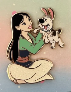 Disney pink a la mode palm Mulan Little Brother Sparkly Pin - Picture 1 of 1