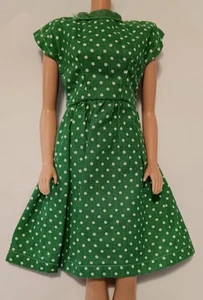 Gorgeous Vintage 1960's Green Polkadot Clone Dress Snap Closure - Picture 1 of 3