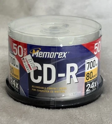 Memorex Recordable CD-R Media 24x 700mb 80min w/spindle 50-pk Factory Sealed - Image 1 of 4