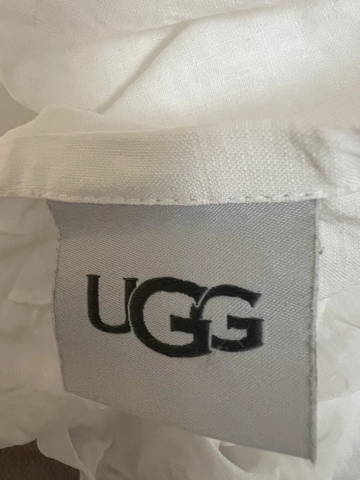 Sábana plana UGG 100 % lino blanco king lino natural Foto 1 de 4