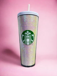 Starbucks 2020 Holiday Cold Cup Tumbler Venti White Light Sequins 24oz - Picture 1 of 4