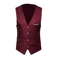 Formal Men Solid Color Suit Vest Single Breasted Business Waistcoat wn