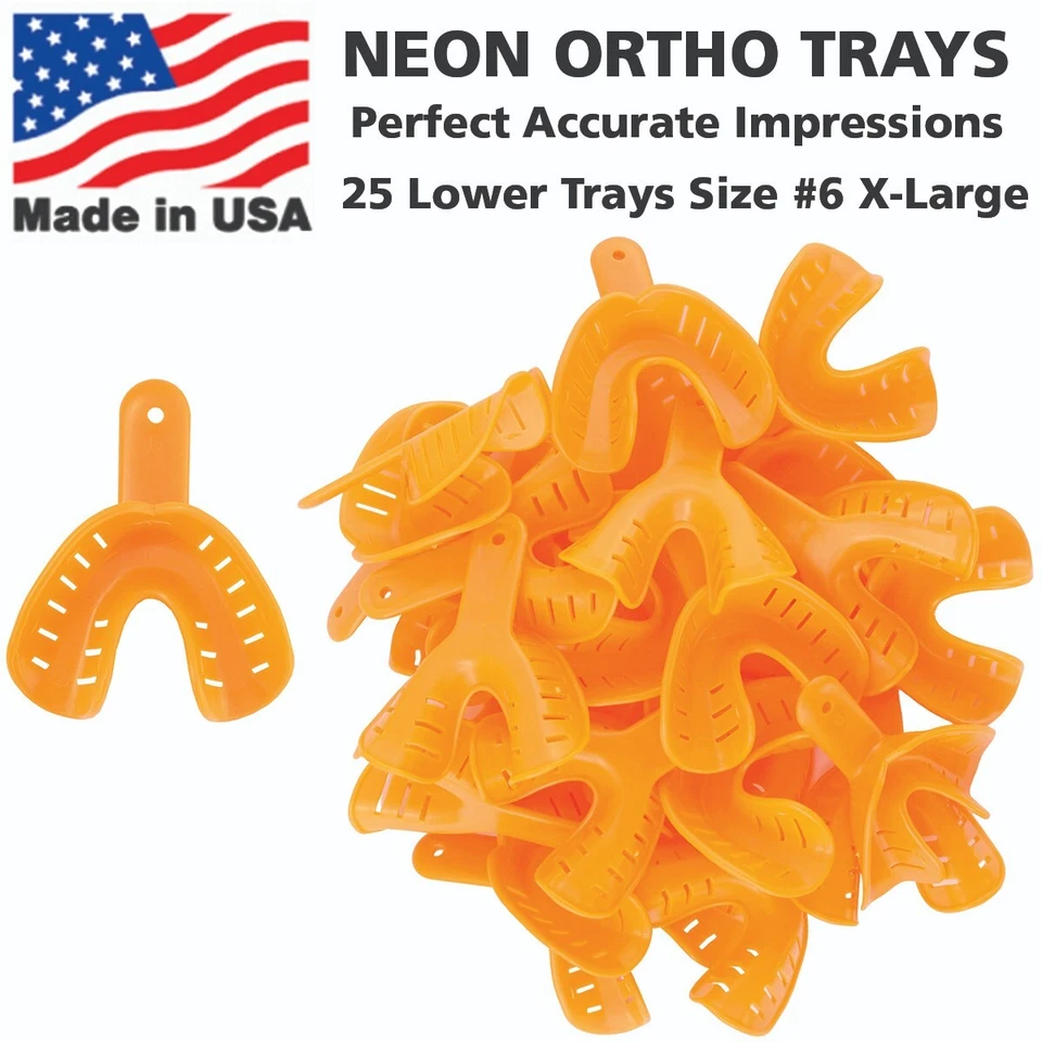 25 pcs Dental Impression Trays Orthodontic Perforated Disposable #6XL for Adult  - Image 1 of 1