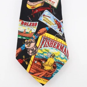 Rosetti Tie Men 60 in Pure Silk Multicolor Fly Fishing Fisherman Fish Adjustable - Picture 1 of 11