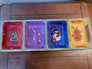 Sango SWEET SHOPPE CHRISTMAS Sue Zipkin 4 Part Section Relish Serving Dish - Picture 1 of 4