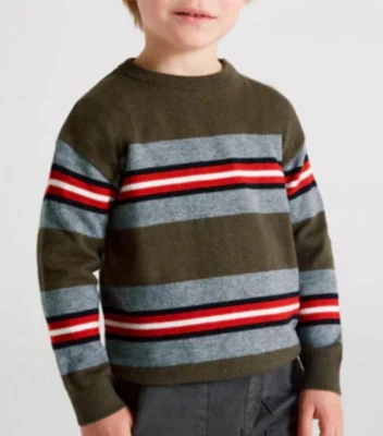 MAYORAL Striped Sweater  - Olive Green/Gray -  NWOT Boys 6 - Image 1 of 3