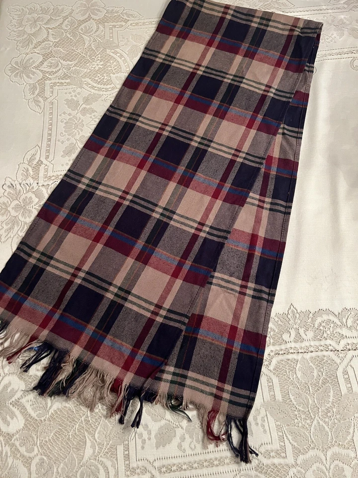 Bufanda de lana de algodón a cuadros tartán azul tostado vintage LOBO de Pendleton 10X56 Foto 1 de 4