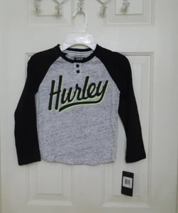 NWT Boys Hurley Gray Black Logo Long Sleeve Shirt sz 5 - Picture 1 of 1