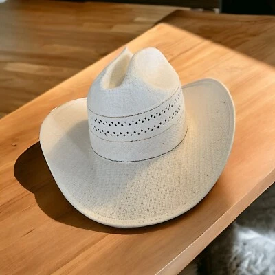 Шляпа ковбойская женская соломенная Western Express Inc 6 5/8 53 мексиканская белая Йеллоустоун - Изображение 1 из 4