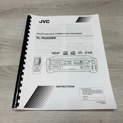 JVC 3-Disc CD Recorder XL-R5000BK User Manual Guide  - Image 1 of 2
