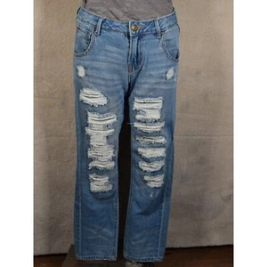 Pantalones de mezclilla de gamuza Charlie tiro medio calce relajado desgastados destruidos para mujer 26 algodón - Imagen 1 de 8
