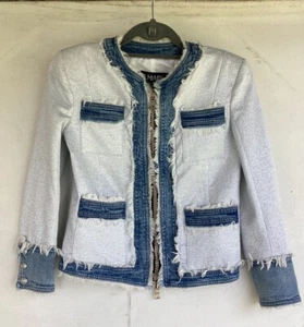 BALMAIN Kids Girl Denim Silver Jacket Size 10A - Picture 1 of 19