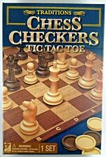 Cardinal Chess Checkers Tic Tac Toe Dual Sided 3 in 1 Board Game Traditions