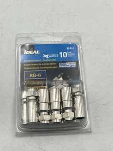 Ideal 92-651 Compression F-Connectors RG-6, RG-6Q (10 Pack) - Picture 1 of 8