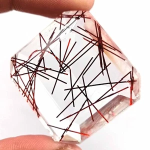 RED RUTILATED QUARTZ TRANSPARENT EMERALD 133 CT SHAPE LOOSE LAB CREATED GEMSTONE - Picture 1 of 7