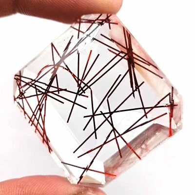 RED RUTILATED QUARTZ TRANSPARENT EMERALD 133 CT SHAPE LOOSE LAB CREATED GEMSTONE - Image 1 of 4