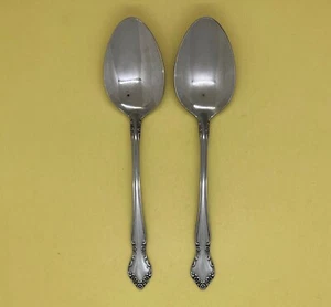 2 CONTINENTAL CSS7 GLOSSY STAINLESS FLATWARE FLORAL PLACE/OVAL SOUP SPOONS 7.25" - Picture 1 of 4