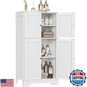 Mueble de almacenamiento de piso de baño Iwell con 2 estantes ajustables y 4 puertas, F - Imagen 1 de 5