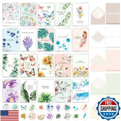 Decorably 20 Pack Foiled and Glittery 5x7in Textured Boxed Sympathy Cards wit - Image 1 of 4