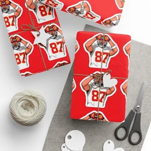 Travis Kelce Heart Hands Gift Wrapping Papers - Kansas City Chiefs NFL - Picture 1 of 25
