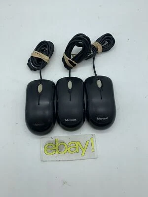 LOT OF 3 Microsoft Basic Optical Black Mouse V2.0 USB Model 1113 Free SHIPPING - Image 1 of 4