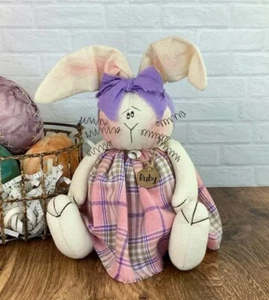 Honey & Me Easter Bunny Doll Ruby the Rabbit Primitive Spring Decor 7.5 inch - Picture 1 of 2