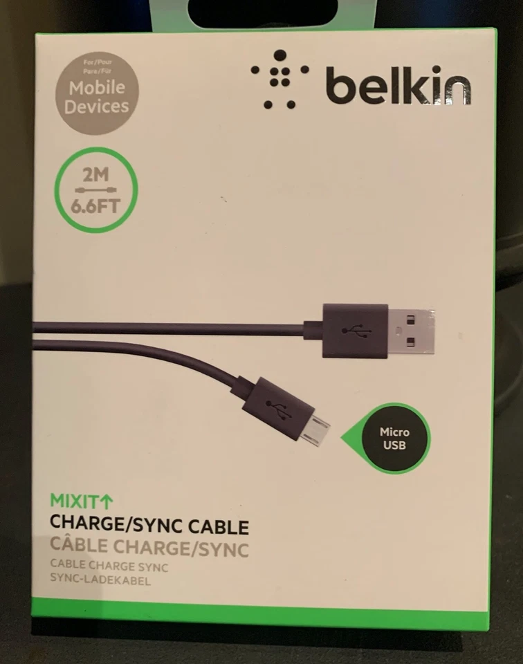BELKIN Mixit Micro USB to USB Cable - 2m (6.6ft) - Black - For Mobile Devices - Image 1 of 1