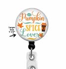 Pumpkin Spice Lover... Coffee Themed Retractable Badge Reel Id Holder, 820L