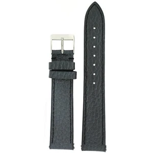 Watch Band Black Metallic Leather Padded Built-In Spring Bars 12mm-20mm - Picture 1 of 8