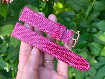 粉红色正品蜥蜴皮皮革表带 16 18 19 20 21 22 23 24 26 毫米 — 第 1/4 张图片