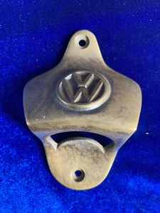 Brass Volkswagen VW 70g Wall Mounted Bottle Cap Top Opener Bar Tool Vintage - Picture 1 of 4