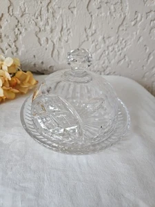Vintage Cut Crystal Lidded Cheese Butter Dish - Picture 1 of 7