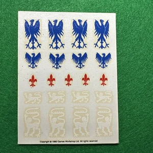 Warhammer Bretonnian Decal Transfer Sheet Games Workshop 90s Knights 1990 GW 🟢 - Picture 1 of 7