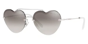 New MIU MIU MU62US Silver / Grey Mirror Heart Sunglasses - 58-17-140 - Picture 1 of 4