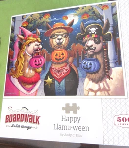 HALLOWEEN Puzzle "HAPPY LLAMA-WEEN" 500 Teile Puzzle komplett EINMAL GEMACHT - Bild 1 von 5