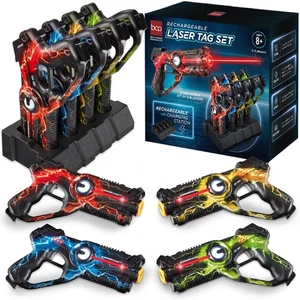 Set of 4 Laser Tag Blasters, Rechargeable Infrared Lazer Tag Set & Docking St... - Picture 1 of 8