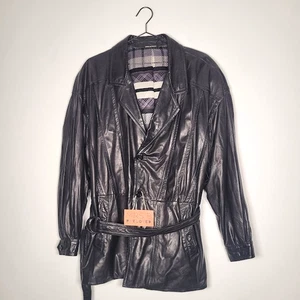 Zilli Lederjacke schwarz M/L schwarz Seide gefüttert super weich Gürtel Vintage Retro - Bild 1 von 14