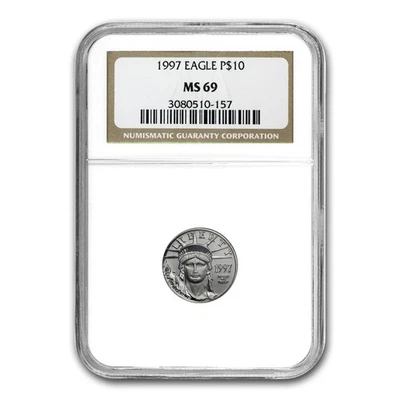 1997 1/10 oz American Platinum Eagle MS-69 NGC - Image 1 of 3