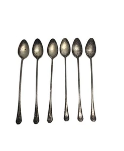 6 zugehörige Silber Yourex antike versilberte Abendessen Eisteelöffel 1918 - Bild 1 von 10