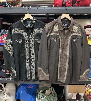 Men’s JL FOX Original Western Wear Embroidered Snap Button Up Shirt Lot Of 2 - Image 1 of 4