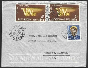 VIETNAM 1954 Airmail Cover Saigon to Chicago - Picture 1 of 2