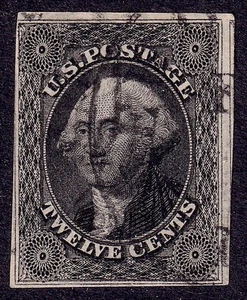 US Scott 17, 1851 Washington, 12c grau schwarz, FINE USED - Bild 1 von 1