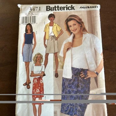 butterick patterns 3471 Misses Shirt, Top, Skirt, Skort Sz 14-16-18 - Image 1 of 3