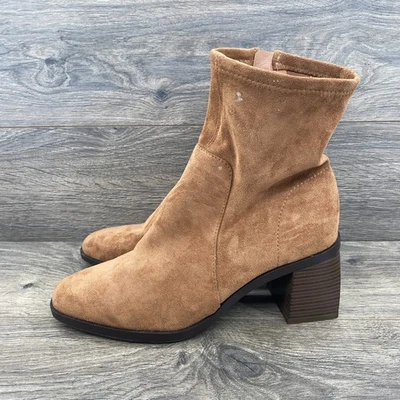 Anne Kline Gamuza Tacón Bloque Cremallera Laterales Botines Mujer Talla 9.5 Marrón Foto 1 de 4
