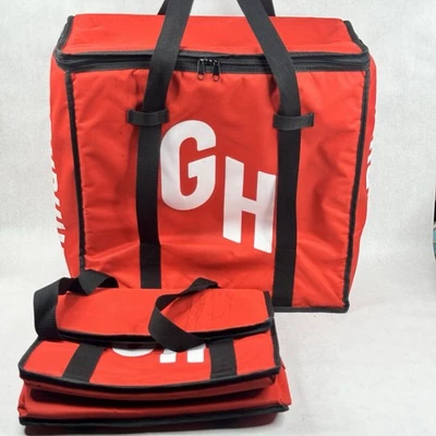 Две изолированные сумки для доставки Grubhub — сумка для еды и пиццы — логотип GH - Изображение 1 из 4