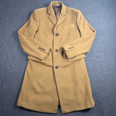 J CREW Ludlow Topcoat Tweed Virgin Wool Cashmere Men's 36s Tan Brown Trench Coat - Image 1 of 4