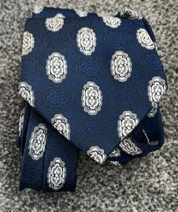 Cravatta uomo Keynote Terylene blu multi geometrica vintage 3,5" larghezza 53" lunga - Foto 1 di 2