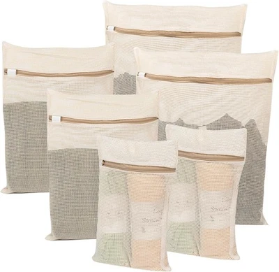 Bolsa de lavandería de 6 piezas, resistente bolsa de lavandería de malla de algo - Image 1 of 4