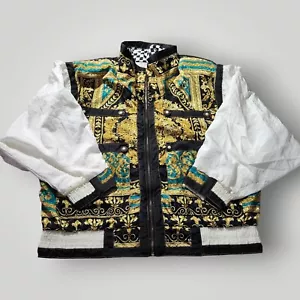 90’s VTG Giacca Sport Women's M Black Gold Teal Zip Up Jacket - Picture 1 of 12